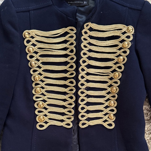 Zara Navy and Gold Military Jacket - Picture 3 of 3